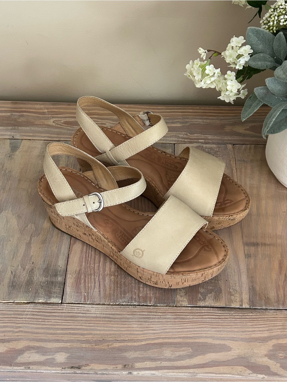 Born Maldives Neutral Cork Wedge Platform Sandals✨